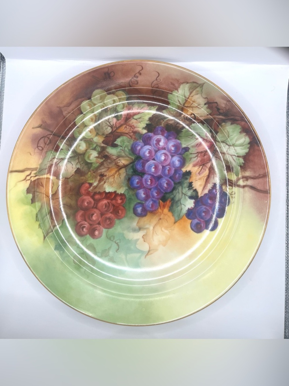 Vtg.  HAVILAND LIMOGES Hand Painted Plate/Dishware w/ Grapes Motif Gold Rim
